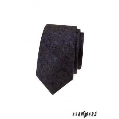 Кафява текстурирана вратовръзка с шарка пейсли