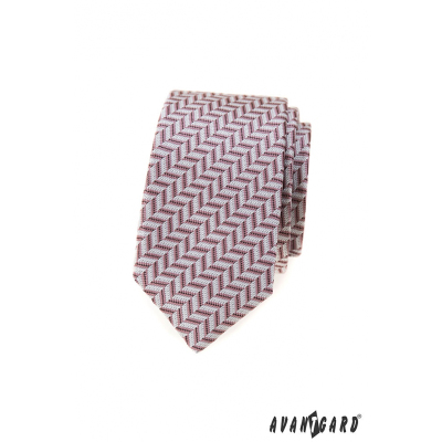 Тясна вратовръзка с пудрово розова шарка
