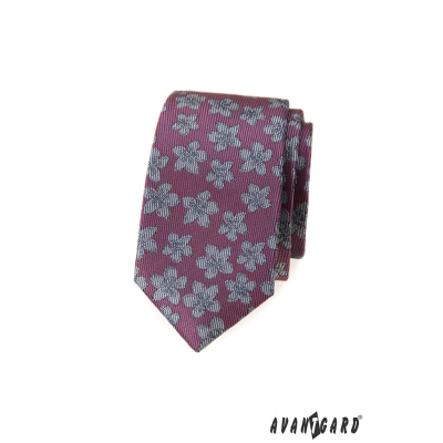 Стара розова тясна вратовръзка със сиви цветя