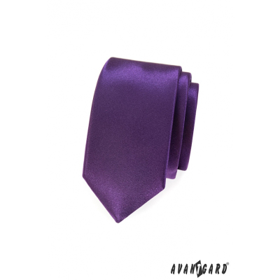 Гладка лилава тясна вратовръзка