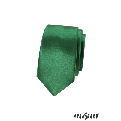 Тясна вратовръзка в лъскав нюанс на зелено