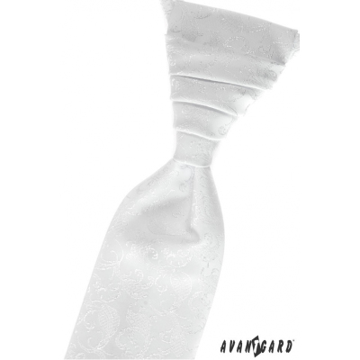 Бяла сватбена вратовръзка, лъскав конец