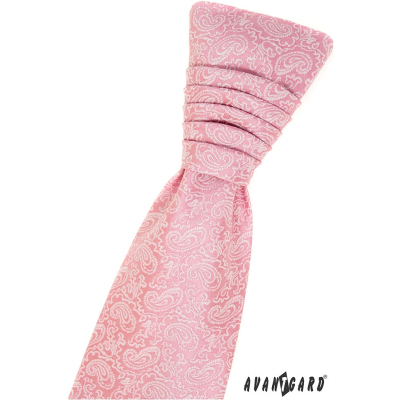Пудра розова френска вратовръзка с шарка Пейсли