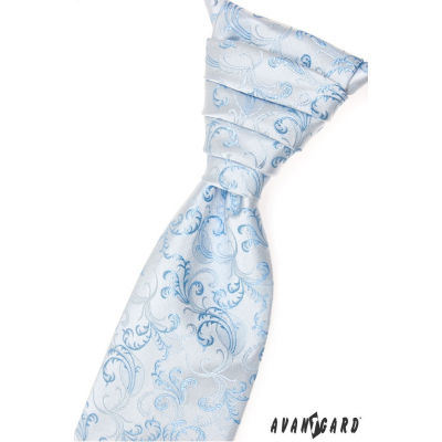 Сватбена вратовръзка синьо-бяла шарка