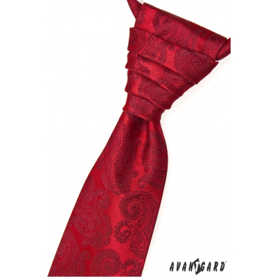Червена сватбена вратовръзка с мотиви на пейсли