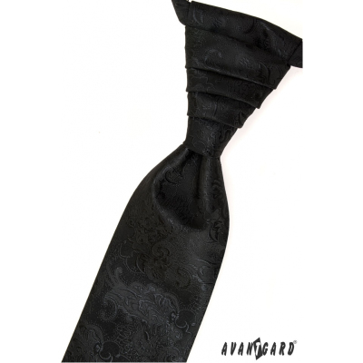 Черна френска вратовръзка с шарка