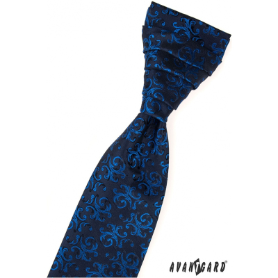 Сватбена вратовръзка с синя шарка