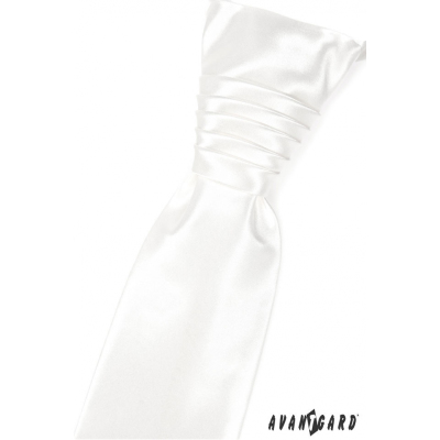 Бяла гладка лъскава сватбена вратовръзка