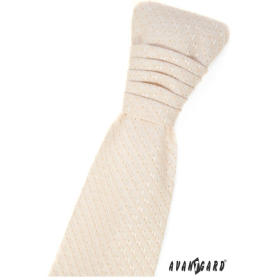 Нежно кремообразна френска сватбена вратовръзка с шарка