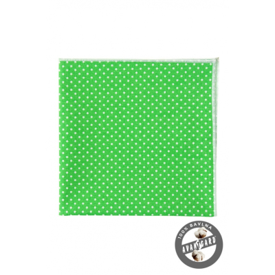 Мъжка кърпичка зелена на бяла точка