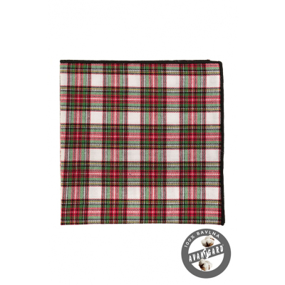 Карирана памучна кърпичка, зелено червено бяло