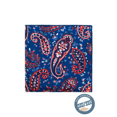 Копринена кърпичка с пейсли, червено синьо