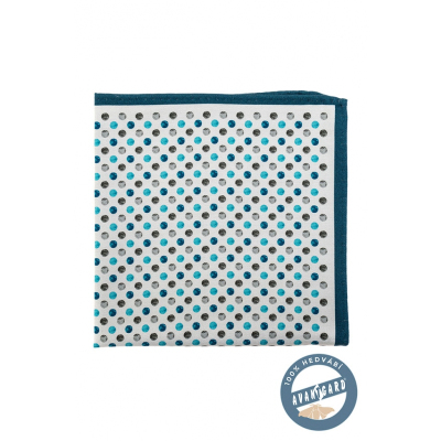 Копринена кърпичка в сини и тюркоазени точки