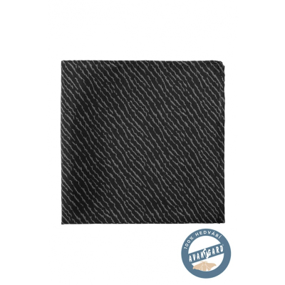 Черна копринена кърпичка със сив десен