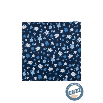 Синя кърпичка, копринено на цветчета