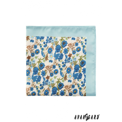 Мъжка полиестерна кърпичка със сини цветя