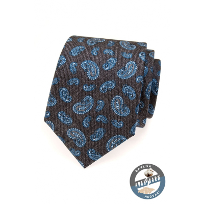 Мъжка копринена синя пейсли вратовръзка