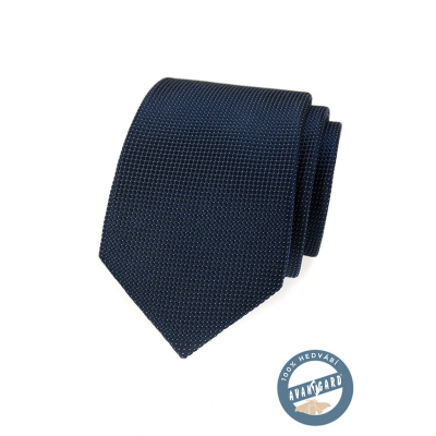 Синя текстурирана копринена вратовръзка в подаръчна кутия