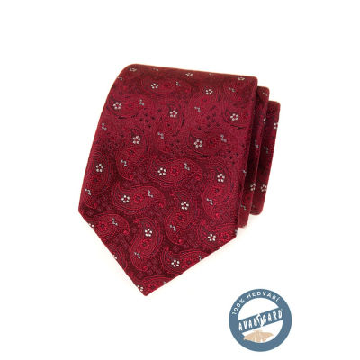 Копринена вратовръзка с шарка в бордо
