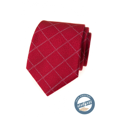 Червена копринена вратовръзка с шарка на мрежа
