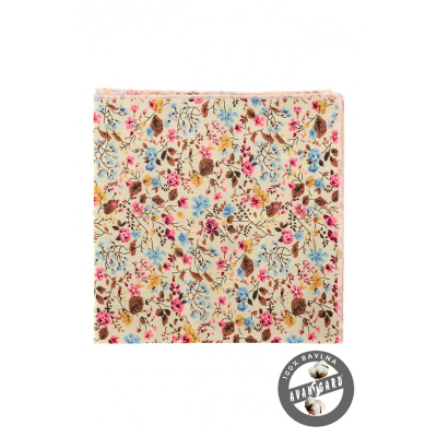 Кремообразна кърпичка с цветни цветя