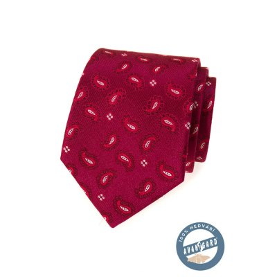 Вратовръзка с копринени шарки в бордо
