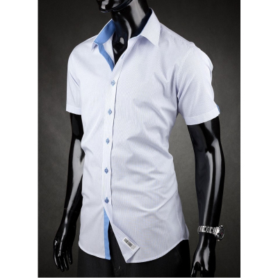 Мъжка риза с къс ръкав Desire синьо-бяла