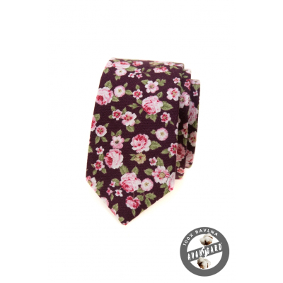 Тясна вратовръзка с розови цветя