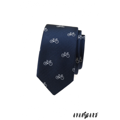 Синя тясна вратовръзка бяла велосипедна тема