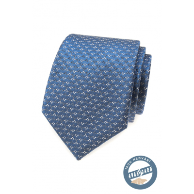 Синя копринена вратовръзка с шарка