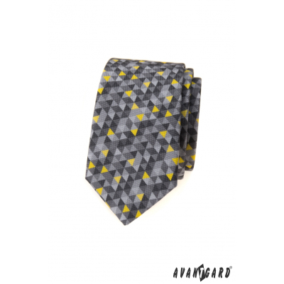Сива тясна вратовръзка с триъгълна шарка