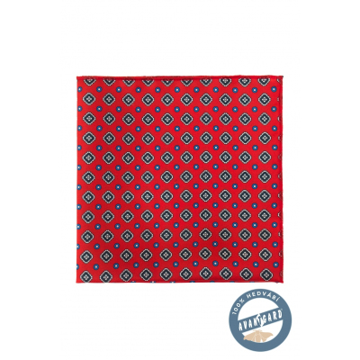 Червена копринена кърпичка с шарка