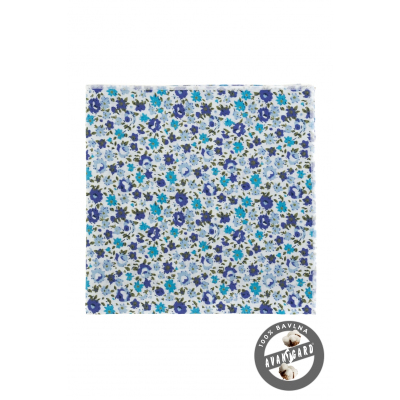 Памучна кърпичка със сини цветя