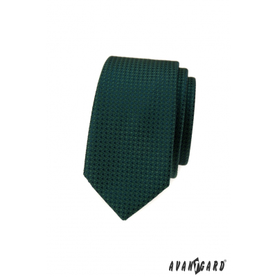 Тъмнозелена тясна вратовръзка със структура