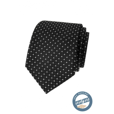 Черна копринена вратовръзка на бели точки