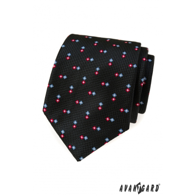 Черна текстурирана вратовръзка с шарка