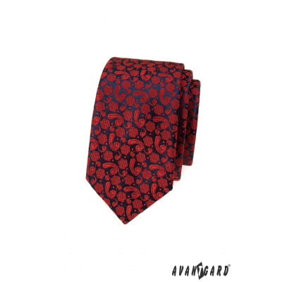 Тясна вратовръзка с червена шарка