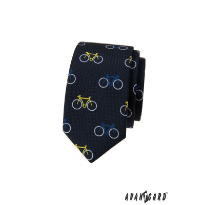 Синя тясна вратовръзка, цветен велосипеден модел