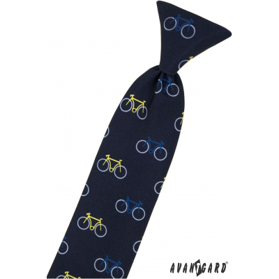 Синя детска вратовръзка 31см цветен велосипед
