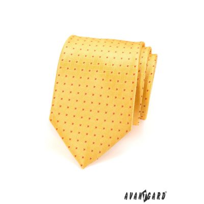 Мъжка жълта вратовръзка на червена точка