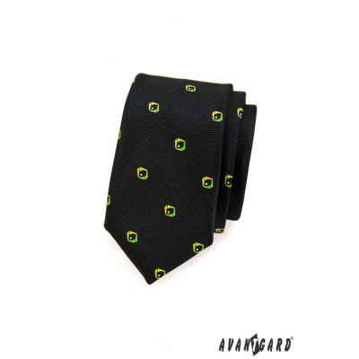 Тясна вратовръзка, черна с шарка