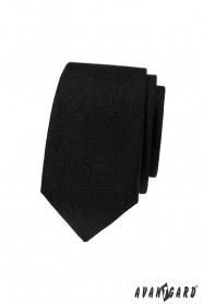 Черна тясна вратовръзка с мотив пейсли