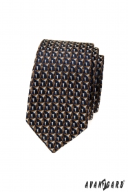 Тясна вратовръзка със синьо-кафява шарка