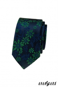 Тясна вратовръзка със синьо-зелена шарка