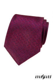 Червена вратовръзка с тъмносин мотив
