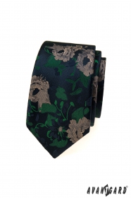 Тясна вратовръзка с шарен флорален десен