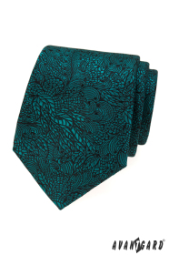 Зелена вратовръзка с черни орнаменти