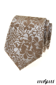 Бежова вратовръзка с флорален десен