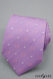 Лилава вратовръзка със сребърни квадратчета