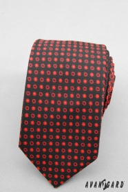 Тясна черна вратовръзка на червени точки